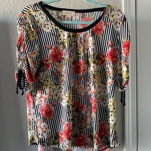 Floral and stripe business casual top